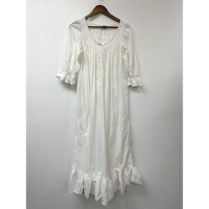 Vintage Body Drama Cotton Cottagecore Coquette Sleep Dress White M
